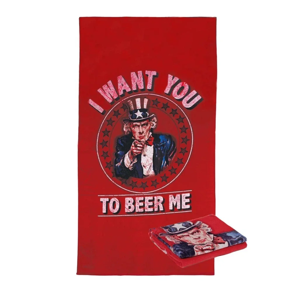 Spirit of America Cotton Blend Uncle Sam Patriotic Graphic Beach Towel 34